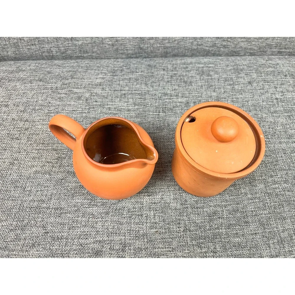 Henry Watson Pottery Original Suffolk Terracotta Creamer and Sugar Canister Set